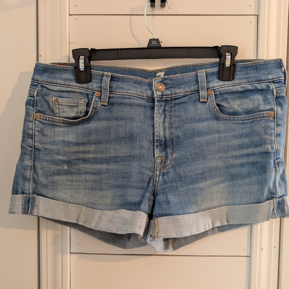 7 For All Mankind Blue Jean Shorts